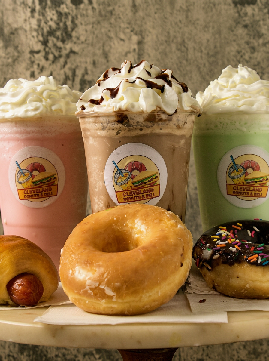 Houston food photography of milkshakes and donuts for a café content creation campaign
