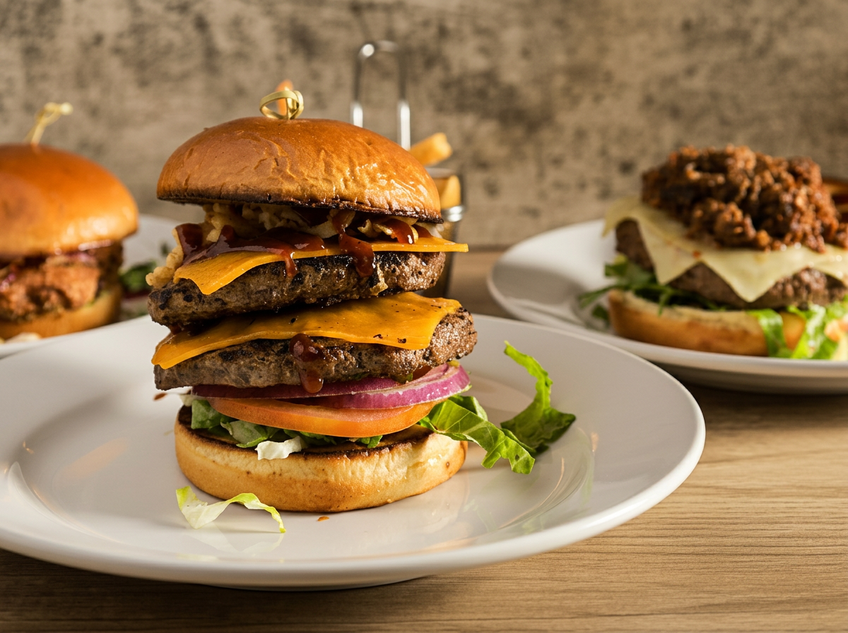 Houston restaurant food photographer image of a double cheeseburger stack for a marketing campaign